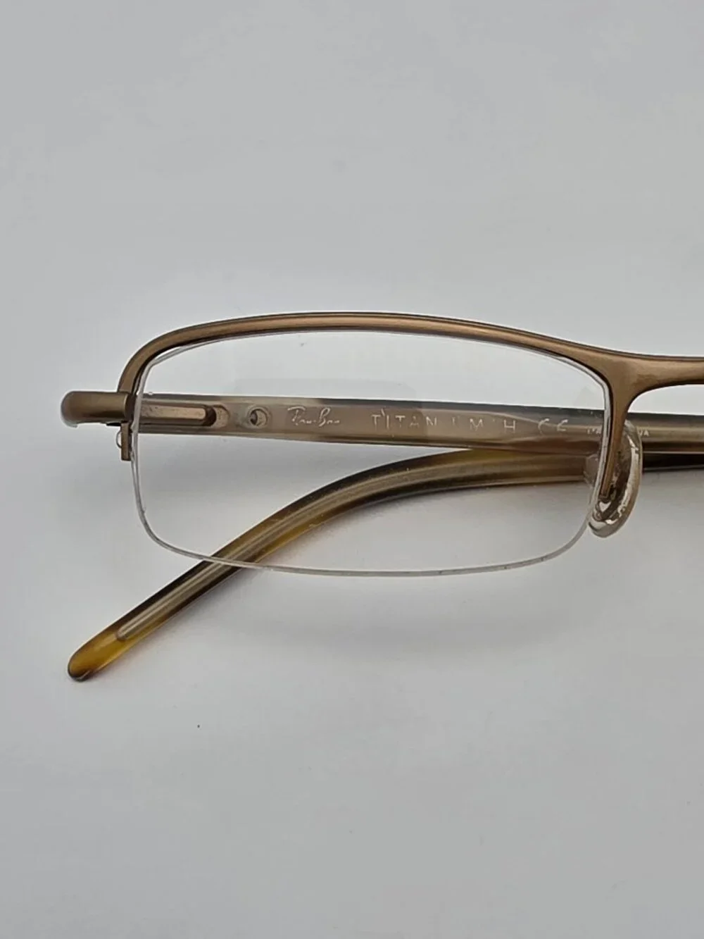 Ray-Ban RB8612 1065 Gold Sand Titanium Semi Rimless Eyeglasses Frame w Case 50mm
